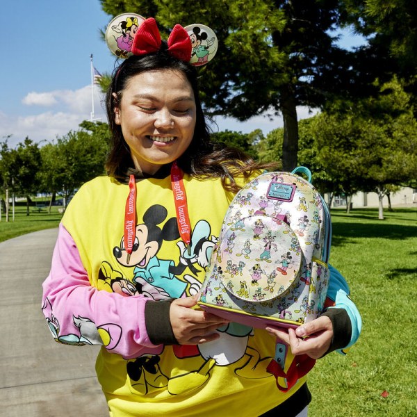 MINI ZAINO Disney 100 Topolino e Amici Iridescenti con Cerchietto - DISNEY LOUNGEFLY