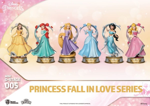 Lotto di 6 Figurine Principesse Disney serie "Fall in love" - ​​Disney mini D-Stage