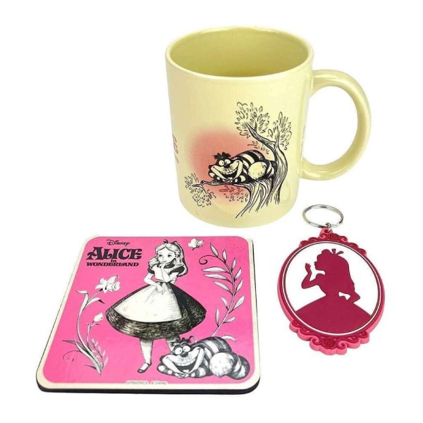 Set tazza, sottobicchiere e portachiavi vintage Alice nel Paese delle Meraviglie - Disney