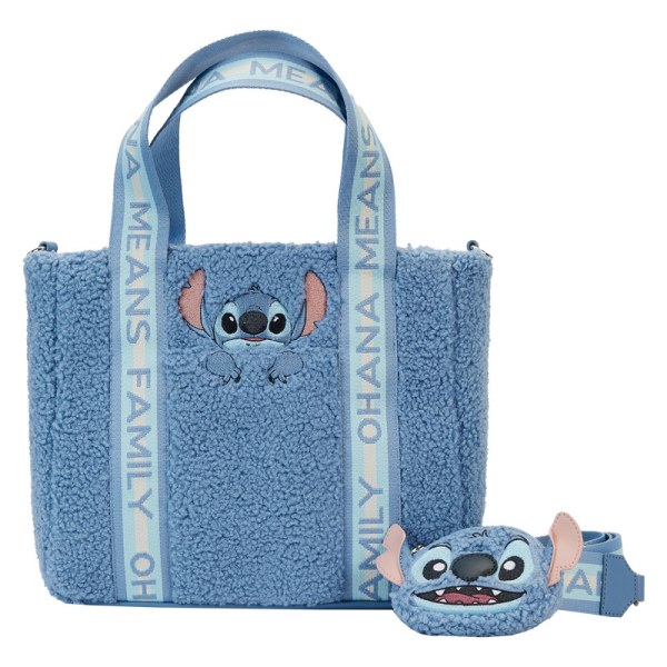 Borsa tote Stitch in peluche Sherpa con portafoglio - DISNEY LOUNGEFLY