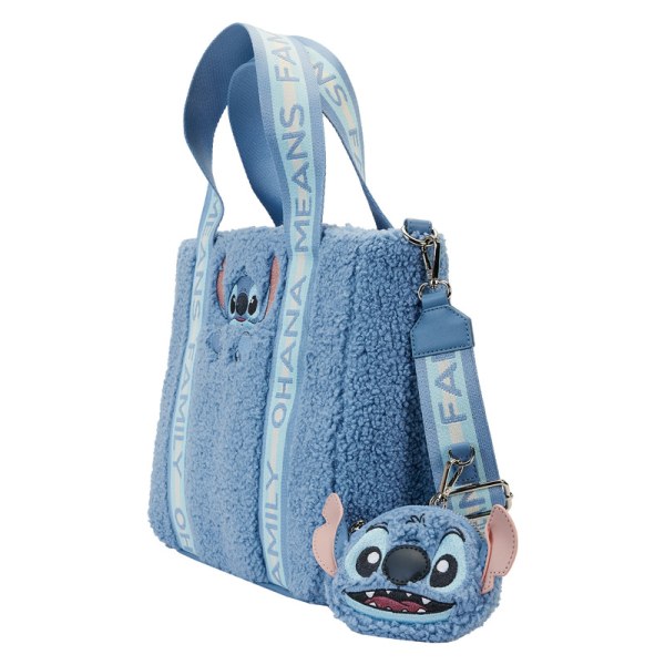 Borsa tote Stitch in peluche Sherpa con portafoglio - DISNEY LOUNGEFLY