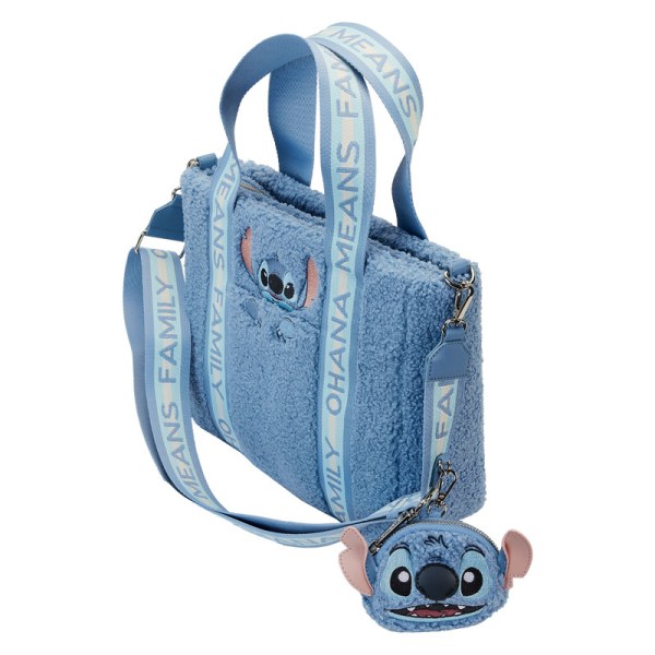 Borsa tote Stitch in peluche Sherpa con portafoglio - DISNEY LOUNGEFLY