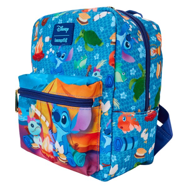 Mini zaino quadrato in nylon con stampa all-over Stitch Camping Cuties - DISNEY LOUNGEFLY