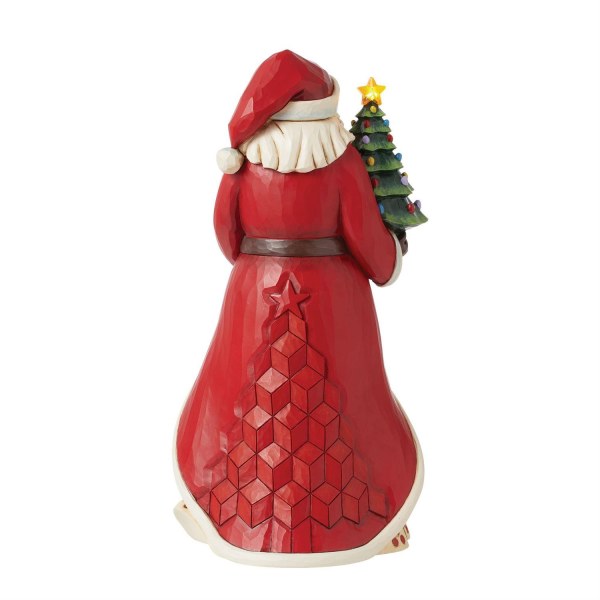 Albero illuminato con statuetta di Babbo Natale - JIM SHORE HEARTWOOD CREEK