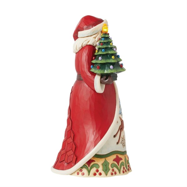 Albero illuminato con statuetta di Babbo Natale - JIM SHORE HEARTWOOD CREEK