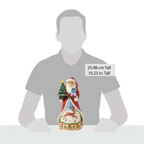Albero illuminato con statuetta di Babbo Natale - JIM SHORE HEARTWOOD CREEK
