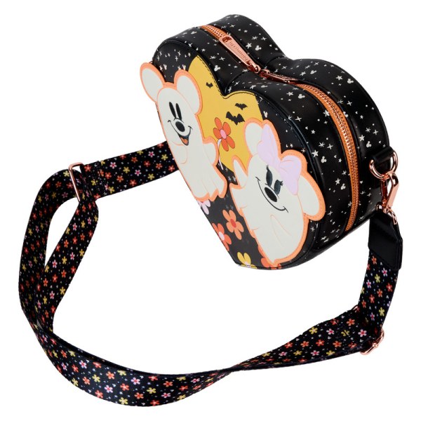 Borsa a tracolla cuore fosforescente Costume da fantasma floreale di Topolino e Minnie - DISNEY LOUNGEFLY
