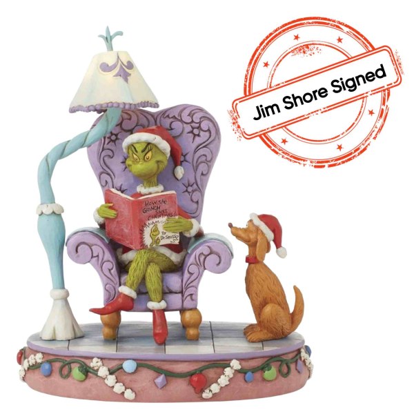EDIZIONE LIMITATA GRINCH SULLA SEDIA CHE LEGGE [FIRMATO DA JIM SHORE] - JIM SHORE GRINCH
