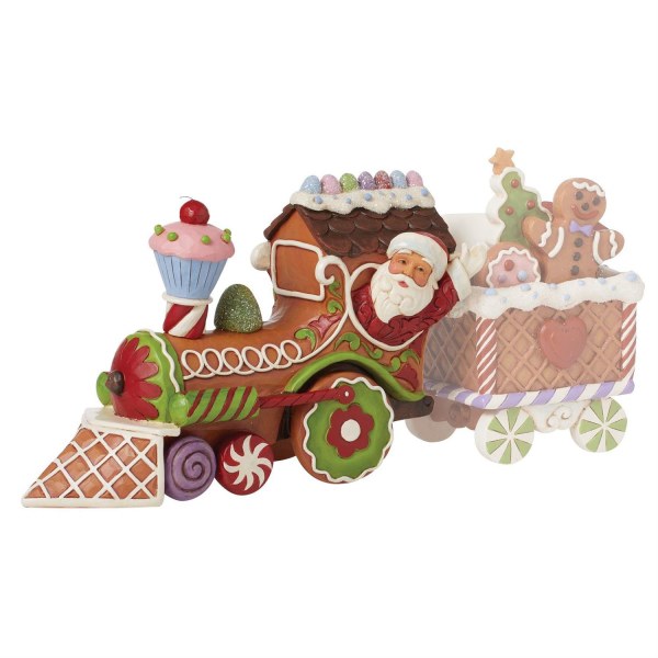 Figura di Babbo Natale treno pan di zenzero - JIM SHORE HEARTWOOD CREEK