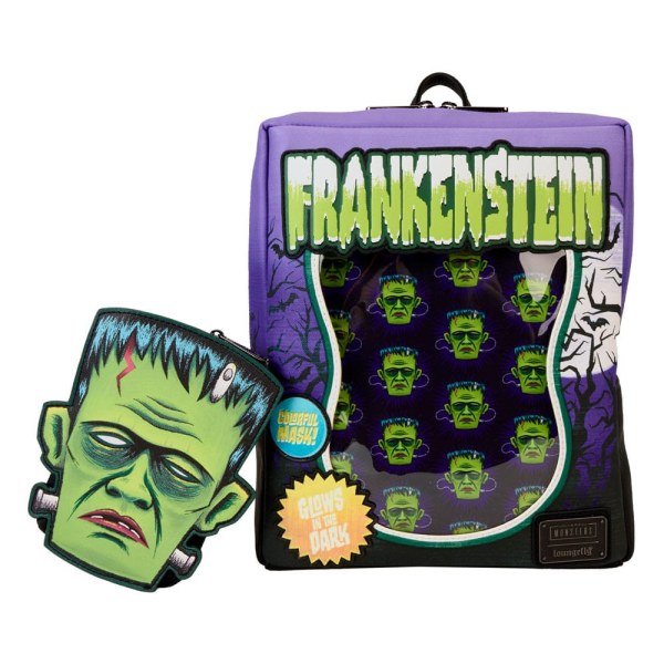 Mini zaino Frankenstein maschera neon - Loungefly Universal Monsters