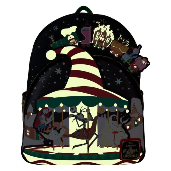 Mini zaino fosforescenti Candy Cane Carousel - DISNEY LOUNGEFLY The Nightmare Before Christmas