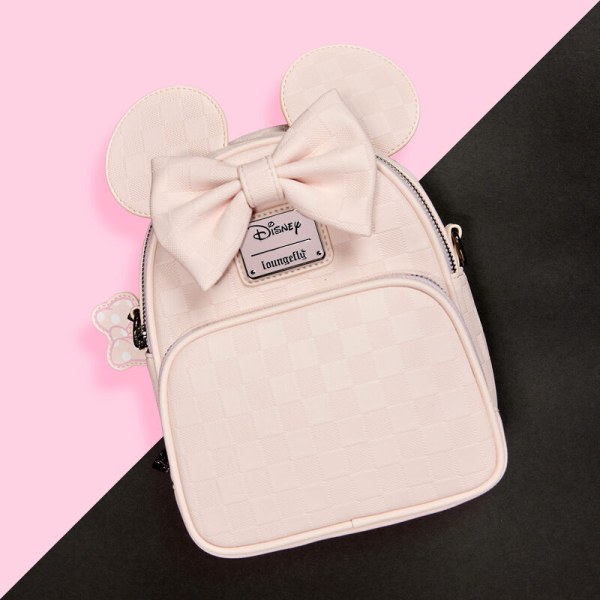 convertibile mini zaino e borsa a tracolla con texture a scacchi Minnie - DISNEY LOUNGEFLY