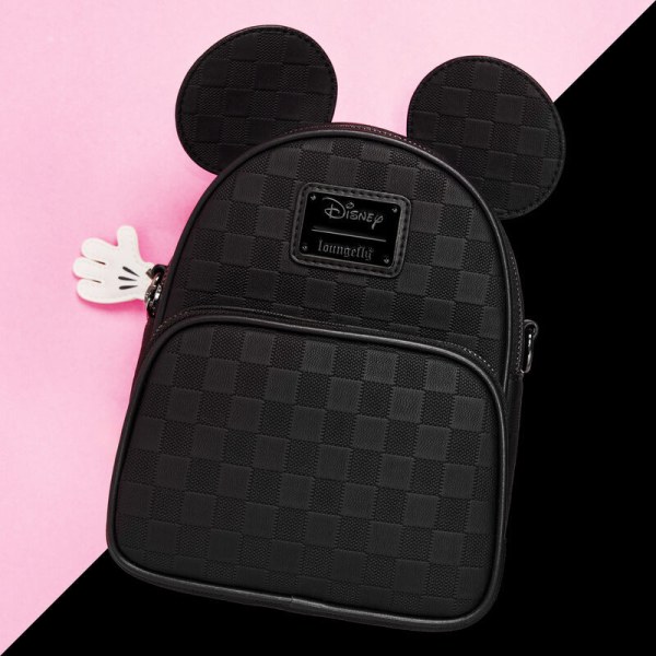 Convertibile mini zaino e borsa a tracolla con texture a scacchi di Topolino - DISNEY LOUNGEFLY