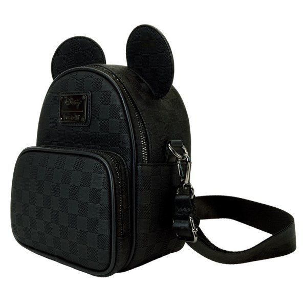 Convertibile mini zaino e borsa a tracolla con texture a scacchi di Topolino - DISNEY LOUNGEFLY