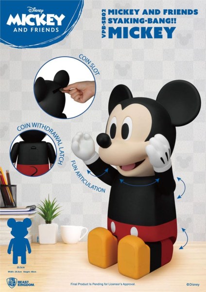 Disney Syaking Bang Mickey and Friends Mickey 48cm Salvadanaio in Vinile