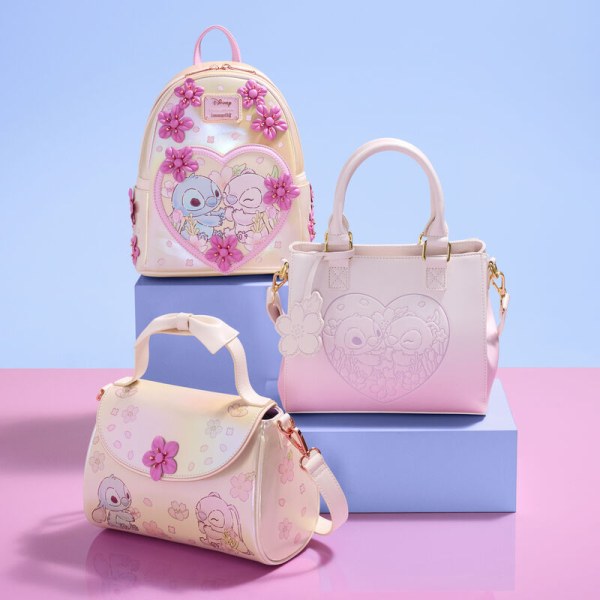 Borsa a tracolla con manico a fiocco Stitch & Angelo Cherry Blossom - DISNEY LOUNGEFLY