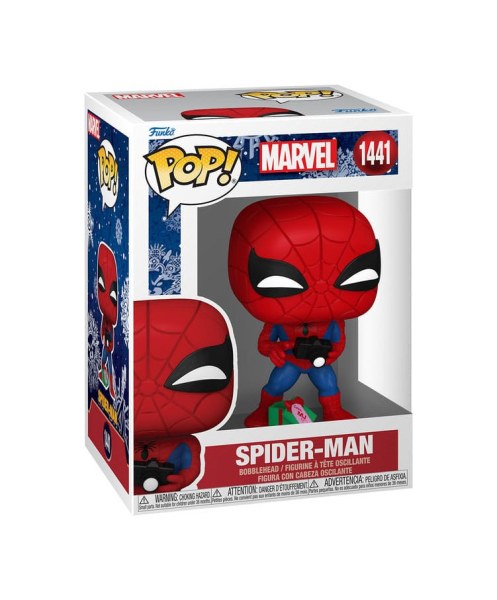 Marvel POP! 1441 Figurina in vinile Holiday Spiderman con regalo aperto 9 cm