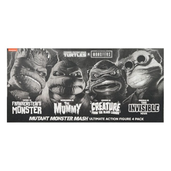 Universal Monsters x Teenage Mutant Ninja Turtles confezione da 4 statuette Turtles Black & White da 18 cm