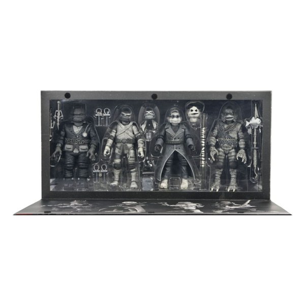 Universal Monsters x Teenage Mutant Ninja Turtles confezione da 4 statuette Turtles Black & White da 18 cm