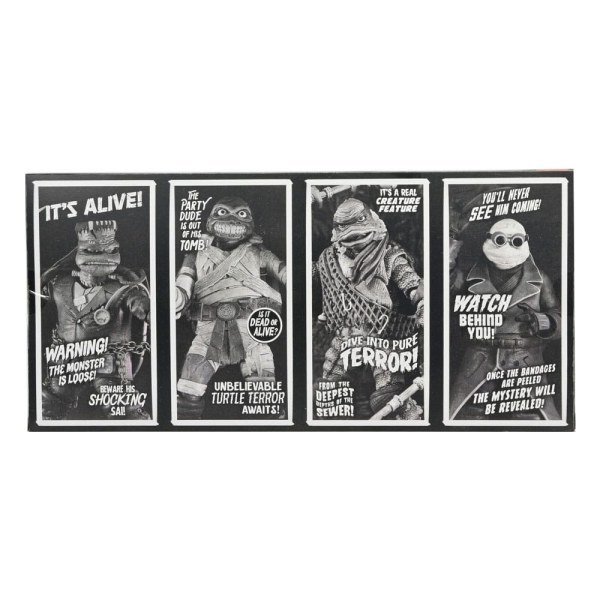 Universal Monsters x Teenage Mutant Ninja Turtles confezione da 4 statuette Turtles Black & White da 18 cm