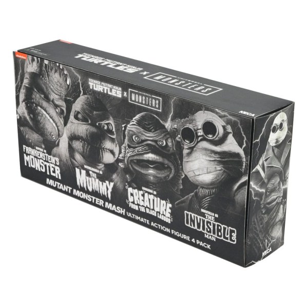 Universal Monsters x Teenage Mutant Ninja Turtles confezione da 4 statuette Turtles Black & White da 18 cm