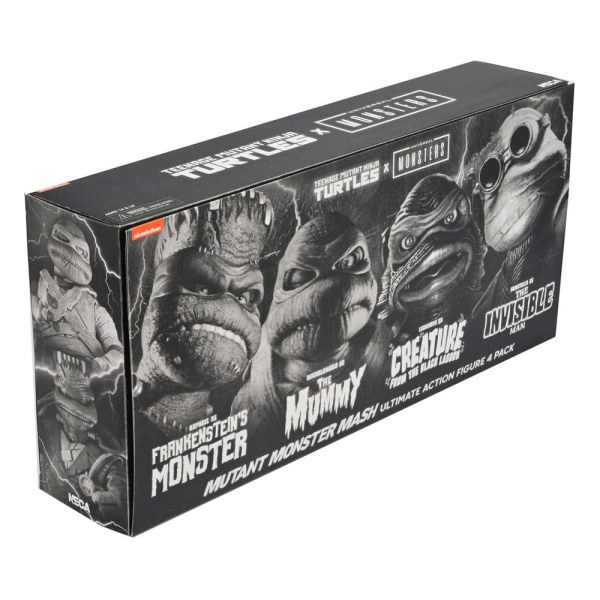 Universal Monsters x Teenage Mutant Ninja Turtles confezione da 4 statuette Turtles Black & White da 18 cm