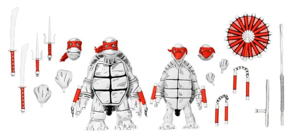 Ninja Turtles (Mirage Comics) confezione da 2 statuette First Turtles in bianco e nero da 18 cm