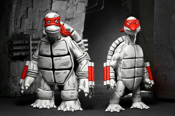 Ninja Turtles (Mirage Comics) confezione da 2 statuette First Turtles in bianco e nero da 18 cm