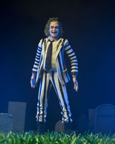 Figurina Beetlejuice 1988 Beetlejuice Tuta a righe bianche e nere 18 cm