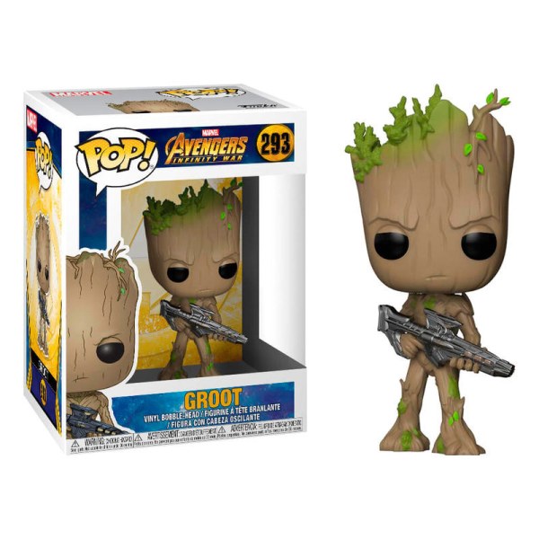 POP! 293 figure Marvel Avengers Infinity War Teen Groot con pistola