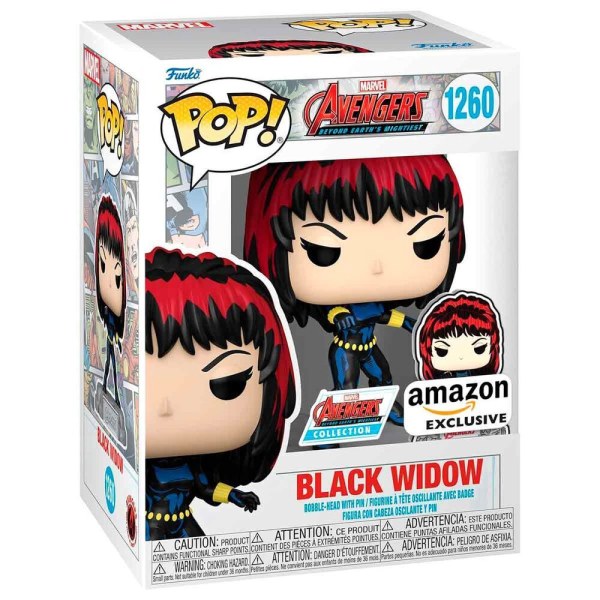 POP! 1260 figura Marvel Avengers 60° anniversario fumetto Black Widow con spilla esclusiva