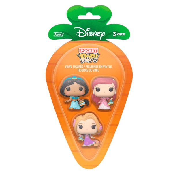 Carrot Pocket POP blister 3 personaggi Disney Principessa Rapunzel Ariel Jasmin pasqua