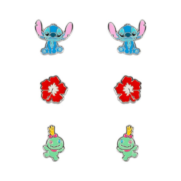 Set 3 paia di orecchini in argento Stitch - Disney