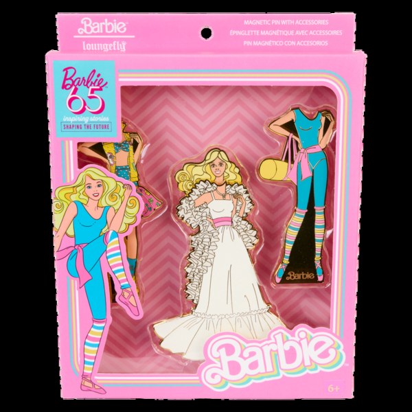 Set di spille magnetiche per bambola di carta Barbie Loungefly 65° anniversario