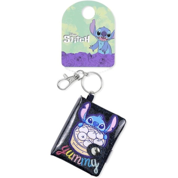 Portachiavi con blocco note glitterato blu Stitch - Disney