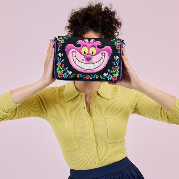 BORSA A TRACOLLA FLOREALE CHESHIRE CAT ALICE NEL PAESE DELLE MERAVIGLIE - DISNEY LOUNGEFLY