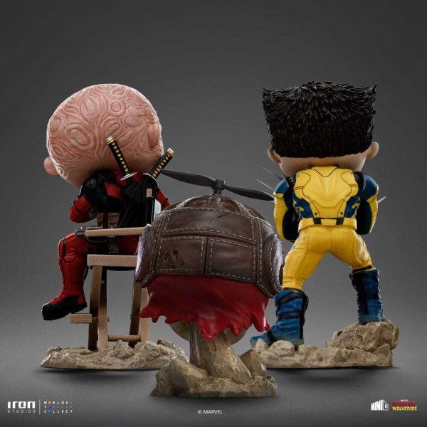 Deadpool e Wolverine statuetta Mini Co. PVC Deadpool e Wolverine set Unmasked 14 cm