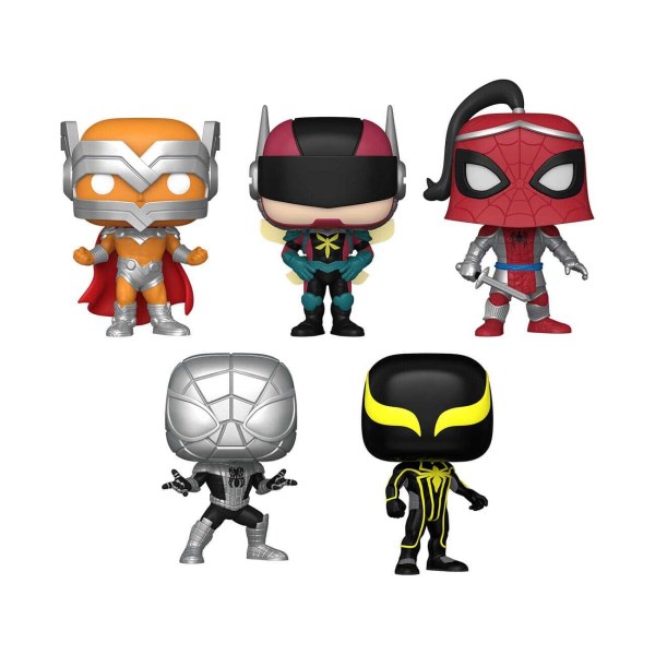 Confezione da 5 personaggi POP Marvel ! Vinile Anno del Ragno Edizione Speciale 9 cm