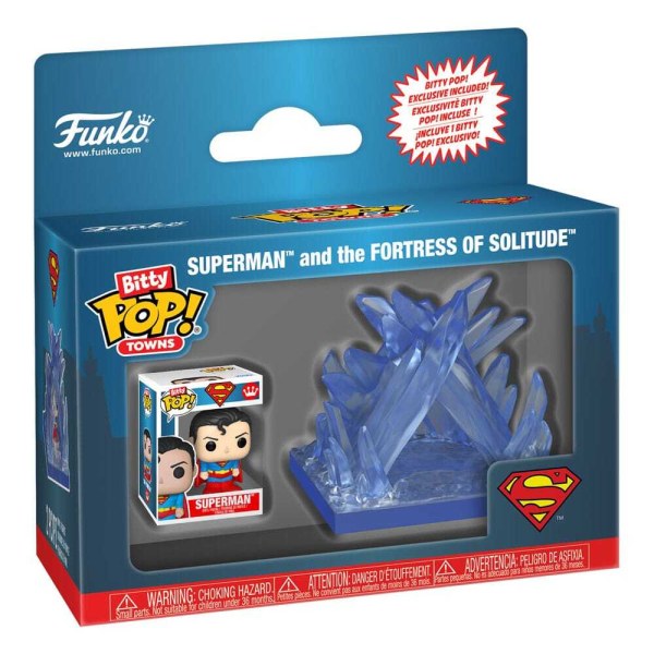 DC Comics Bitty POP! Towns - Figura in vinile di Superman e la Fortezza della Solitudine