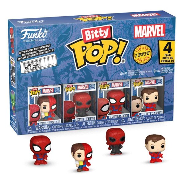 Confezione da 4 statuette Bitty POP di Spider-Man! Serie 4 in vinile da 2 cm