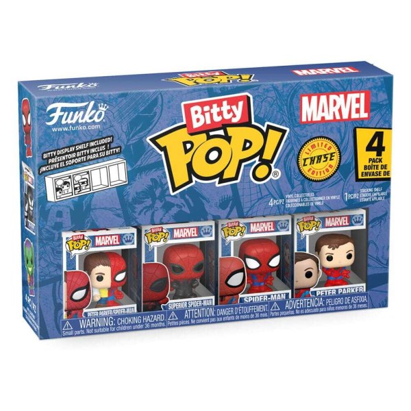 Confezione da 4 statuette Bitty POP di Spider-Man! Serie 4 in vinile da 2 cm