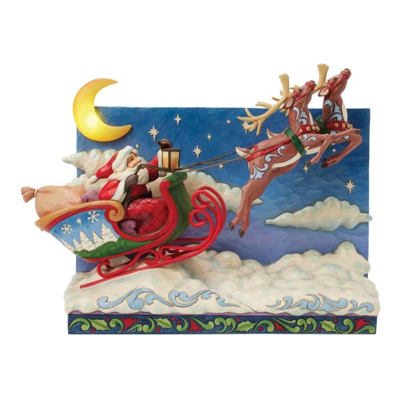 SLITTA DI BABBO NATALE CON RENNE MUSICAL LED - HEARTWOOD CREEK