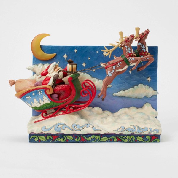 SLITTA DI BABBO NATALE CON RENNE MUSICAL LED - HEARTWOOD CREEK