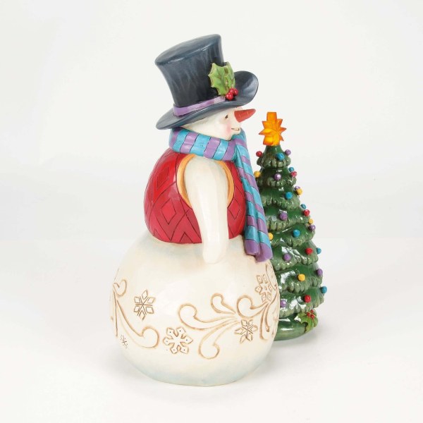PUPAZZO DI NEVE CON ALBERO LED VINTAGE - HEARTWOOD CREEK