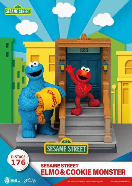 Statuetta in PVC di Elmo e Cookie Monster D-Stage di Sesame Street, 11 cm
