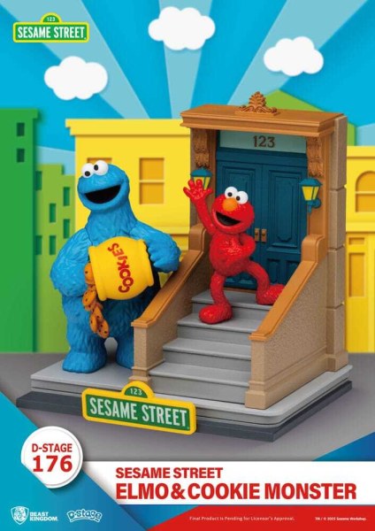 Statuetta in PVC di Elmo e Cookie Monster D-Stage di Sesame Street, 11 cm