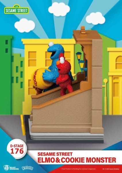 Statuetta in PVC di Elmo e Cookie Monster D-Stage di Sesame Street, 11 cm