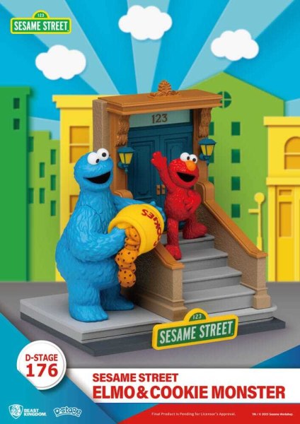 Statuetta in PVC di Elmo e Cookie Monster D-Stage di Sesame Street, 11 cm