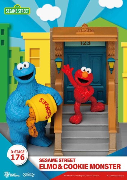 Statuetta in PVC di Elmo e Cookie Monster D-Stage di Sesame Street, 11 cm