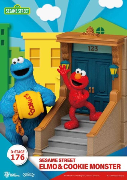 Statuetta in PVC di Elmo e Cookie Monster D-Stage di Sesame Street, 11 cm